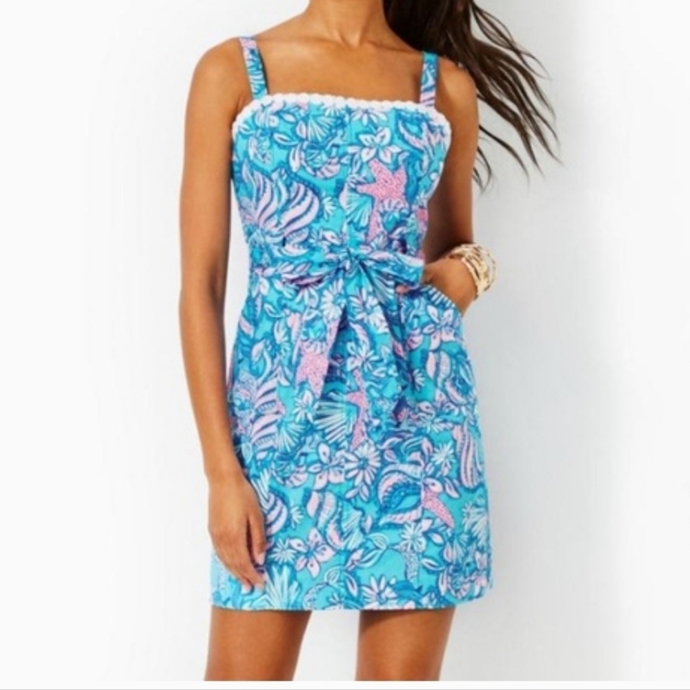 Lilly Pulitzer Kensington Blue and Pink Tropical Mini Dress